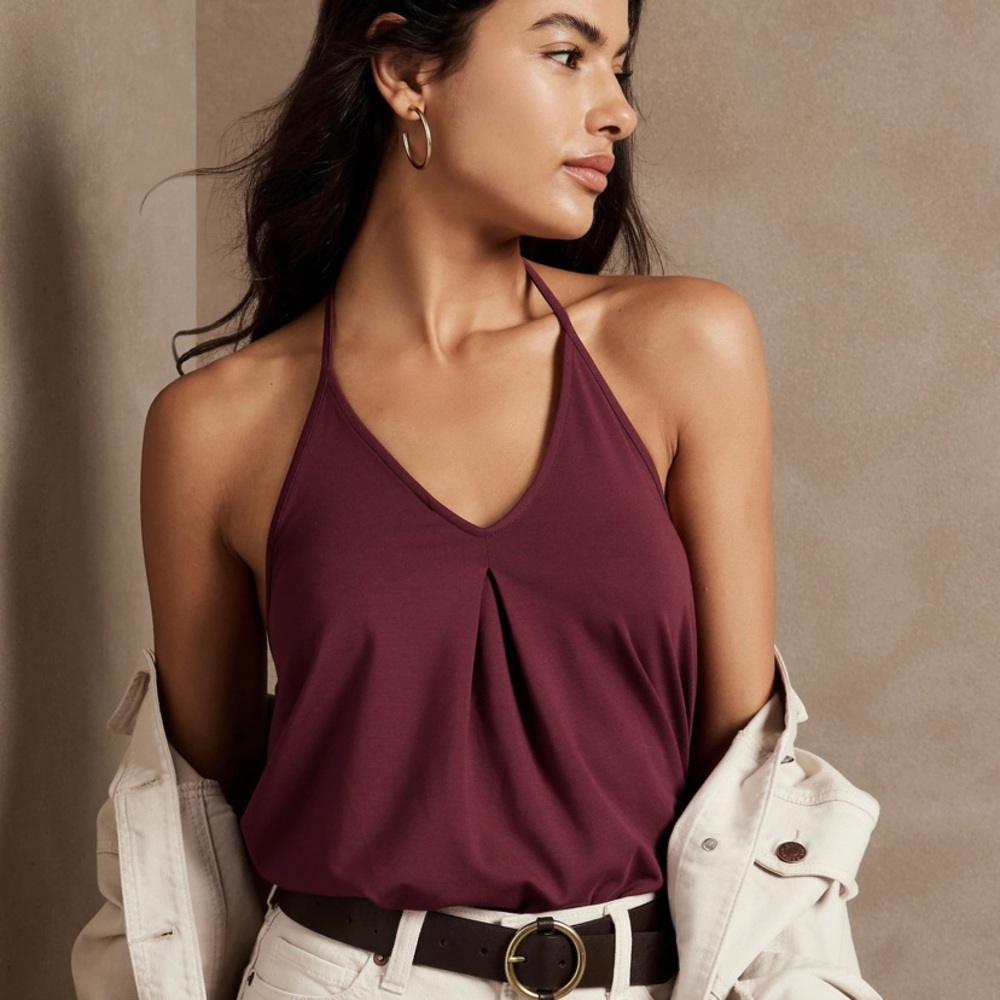 NWT Banana Republic Factory Halter Top - Dark Cherry